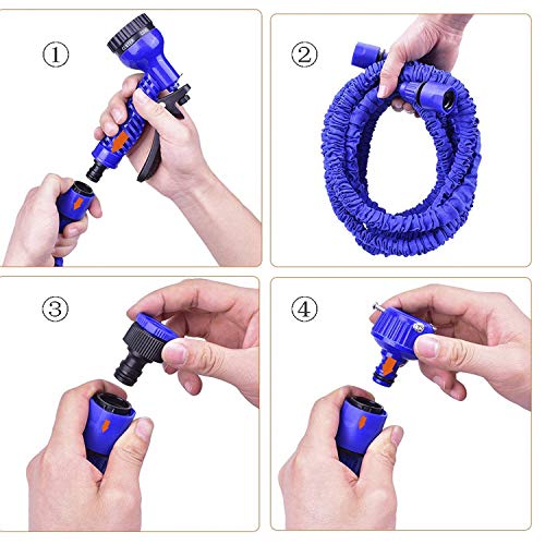 BNS Telescopic Water Pipe,Multi Function Car High-Pressure Car Wash Water Gun,Garden Gardening Watering Pipe,Expandable Garden Hose, Flexible Water Hose, Nozzles with 7 Water Spray Patterns【50FT】