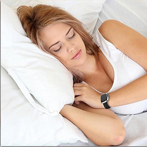 L@YC Fashion Smart Bracelet Bluetooth Heart Rate Blood Pressure Movement Step Treadmill Bracelet, Silver Black
