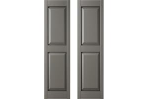 Builders Edge 14.75 in. W x 47 in. H Builders Edge, Standard Two Equal Panels, Raised Panel Shutters, Includes Matching Installation Spikes (Per Pair), 018 - Tuxedo Grey