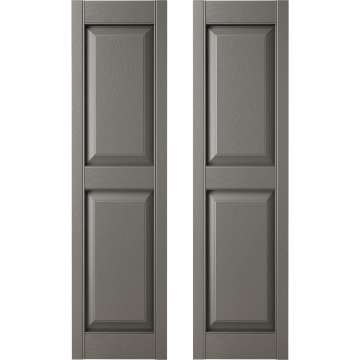 Photo 1 of ****SEE ALL PHOTOS TO VIEW ACTUAL PRODUCT****


Builders Edge 14.75 in. W x 80 in. H Builders Edge, Standard Two Equal Panels, Raised Panel Shutters, Includes Matching Installation Spikes (Per Pair), 018 - Tuxedo Grey