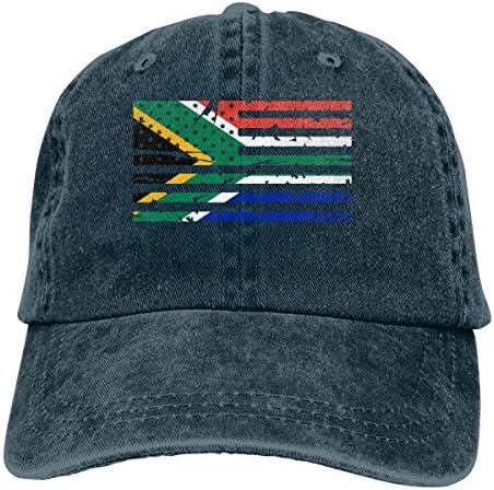Keerqingqu Men's Or Women's Adjustable Denim Fabric Baseball Cap South African American Flag Trucker Cap