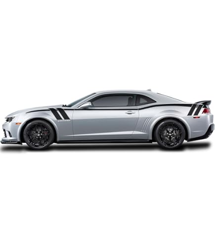 Hood Spears Stripes Vinyl Decal For Camaro 2010-2015 - Metallic Matte Chrome Black