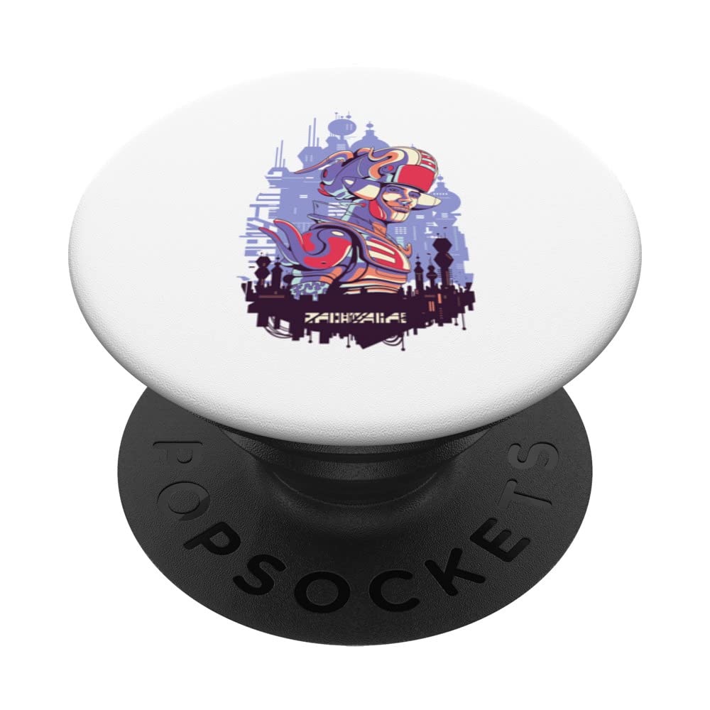 Cool Cyber Cyborg City urban man Cyborg PopSockets Swappable PopGrip
