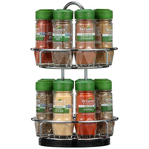 McCormick Gourmet Two Tier Chrome 16 Piece Organic Spice Rack Organizer