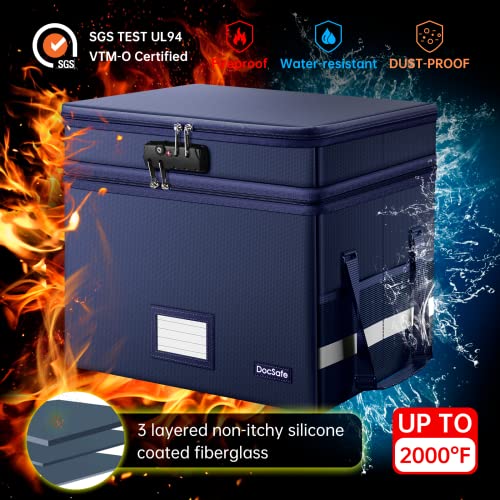 DocSafe File Box with Lock,MultiLayer Fireproof Document Box