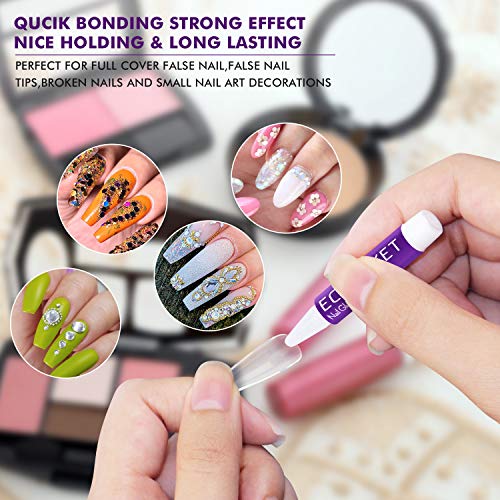 Nail Glue for Acrylic Nails - 10Pcs Adhesive Super Bond for Fake Nails Tips ECBASKET Professional Nail Glue for Artifical False Nails Long Lasting 0.07oz/pcs - Thumbnail 2