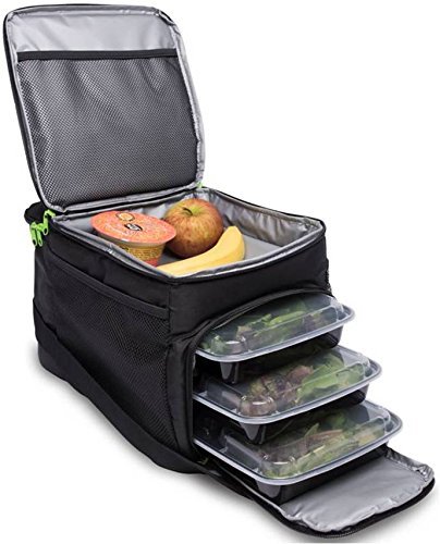 UPC 868375000137, Big Cycle Meal Prep Bag - Insulated Meal Bag with 6 Portion Control Trays - Perfect as Insulated Lunch Bag or Meal Management Bag - Portable, Compact Design, Camping and Picnic Bag - BPA Free