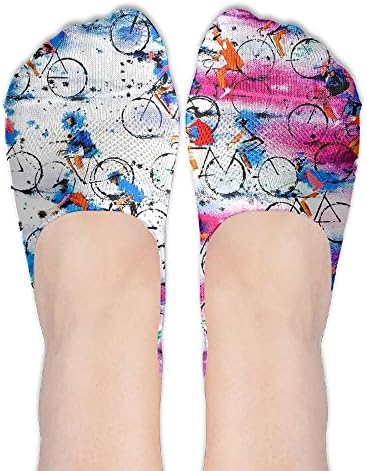 GoKJ Women's Unique Print Colorful Bycical Race Ankle Low Cut Socks