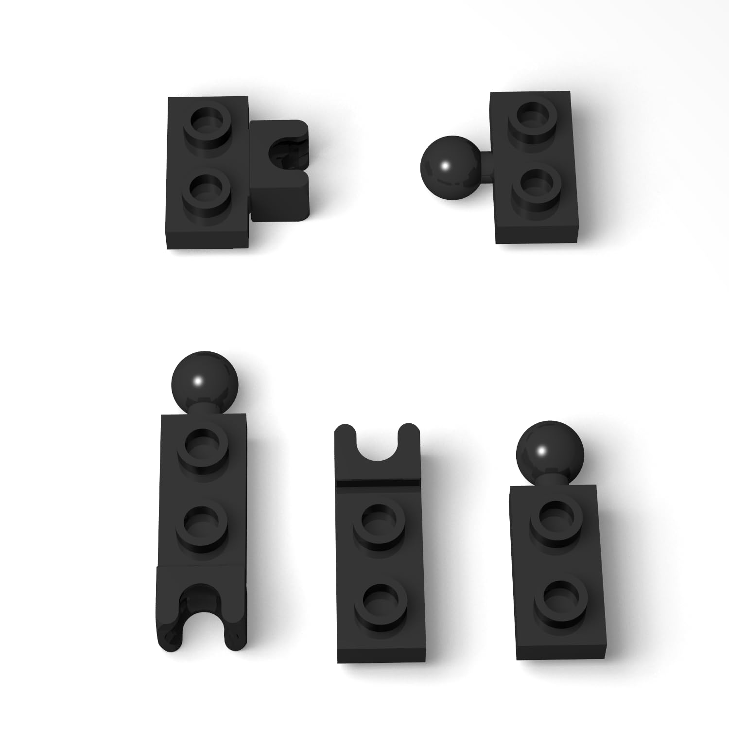 Photo 1 of 105 Piece Classic Building Black Ball Joint Plate Bulk, 5 Sizes Model Ball and Socket Joints, Compatible with Lego Parts and Pieces(Black)