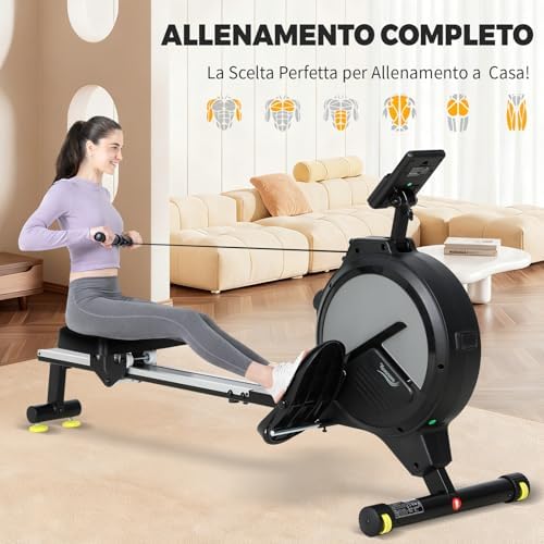 Vogatore per Casa con 16 Livelli di Resistenza, Vogatore Magnetico con Schermo LCD Supporto per Smartphone, NV-1791