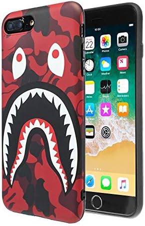 XnevD iPhone 6/6S Shark Face Case Street Fashion: Luxury Flexible Durable Designer Protective Cover/Bumper/Skin/Cushion with Wrist Strap only for iPhone 6/6S (Camo Red)
