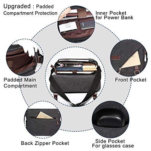 ibagbar Canvas Laptop Messenger Bags 14 Inch Crossbody Shoulder Bag