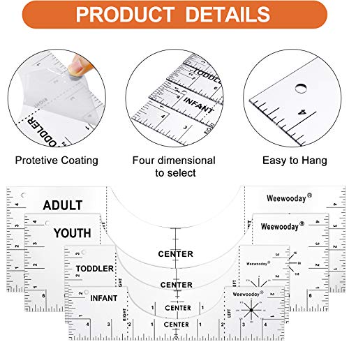8 Pieces TShirt Alignment Tool TShirt Guide Ruler TShirt Centering