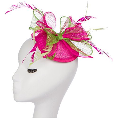 Pink and Green Fascinator with Feather and Bow Detail Amazon.co.uk