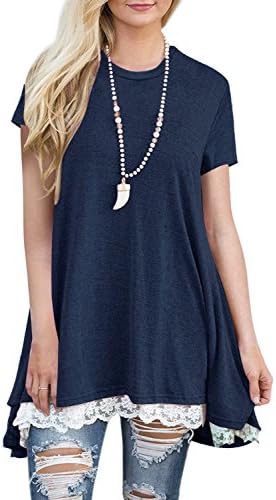 BELAMOR Womens Short Sleeve Plus Size Maternity Tunic Tops Navy,XXL