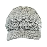 Cute Chunky Knit Newsboy Hat with Front Visor and Chenille Lining