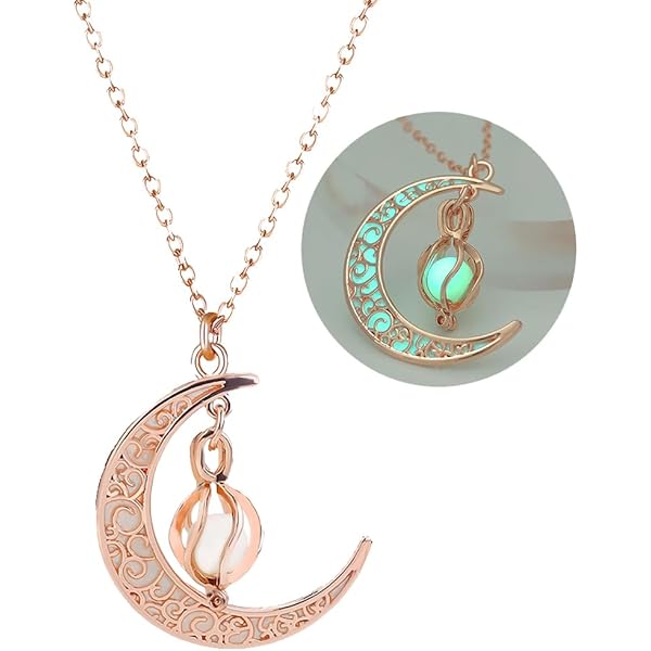 Amazon.com: Aimimier Luminous Moon Necklace Stone Pendant