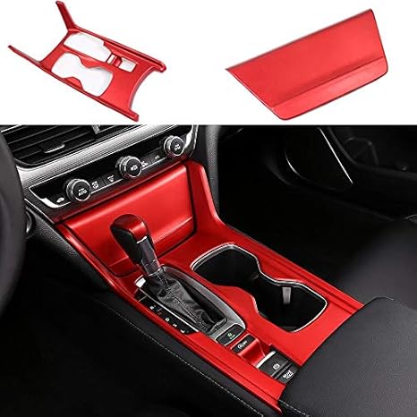 Ponis Limos 2pcs Red Abs Plastic Interior Gear Shift Box Panel