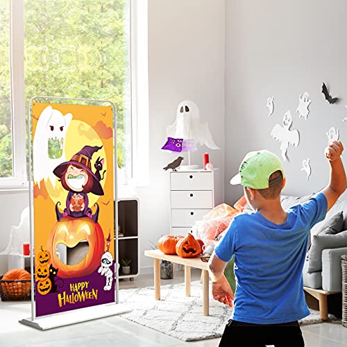 Halloween Party Game Set Halloween Bean Bag Toss Game with Pumpkin Ghost Witch Happy Halloween Banner and Cute Bean Bags Party Game for Halloween, Funny Family Halloween Game for Kids Indoor Outdoor