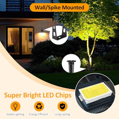 ECOWHO Garden Lights Mains, 27m 8-in-1 LED Outdoor Spotlights with Adapter, IP65 Waterproof Outdoor Spike Lights 12V Low Voltage Garden Lighting 2700K Electric Pathway Lighting for Lawn, Yard, Patio