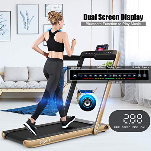 GYMAX Under Desk Treadmill, Foldable Walking Pad Running Machine
