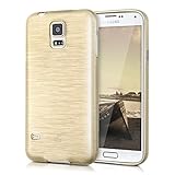 kwmobile TPU SILICONE CASE for Samsung Galaxy S5 / S5 Neo / S5 LTE+ / S5 Duos Design Brushed aluminum gold transparent - Stylish designer case made of premium soft TPU