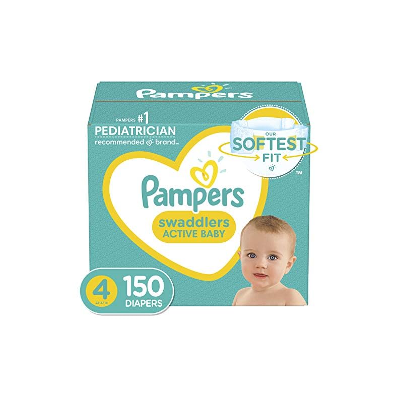 Diapers Size 4, 150 Count – Pampers Swaddlers Disposable Baby Diapers (Packaging & Prints May Vary)