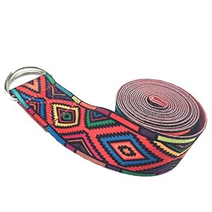 ZZM Patterned Yoga Strap Strentch Band, Yoga D-Ring Belts Fitness Eco Printed Yoga Stretch Belt Exercise Bands