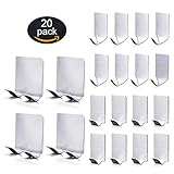FittiDoll Adhesive Hooks/Heavy Duty Wall Hooks Stainless Steel Ultra Strong Waterproof Hanger for Home, Kitchen, Bathroom, Robe, Coat, Towel, Keys, Bags, Tools, Razor - 20 pack