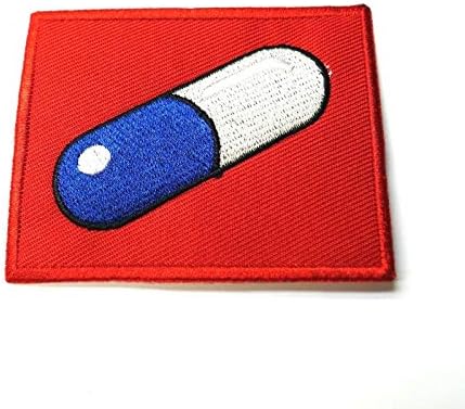 White, Blue Capsule Pill, Akira Patch Iron-On/Sew-On Embroidered Applique