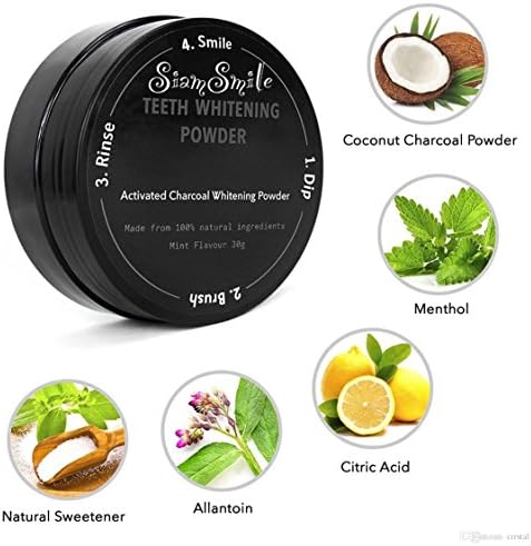SiamSmile FDA Safe 100% Natural Organic Activated Charcoal Natural Teeth Whitening Powder Remove Smoke Tea Coffee Yellow Stains Bad Breath Oral Care