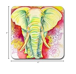 Elephant Pattern Square Coaster Set - Made of