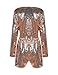 IRISIE Women Glistening Sequin V Neck Long Sleeve Romper Jumpsuit