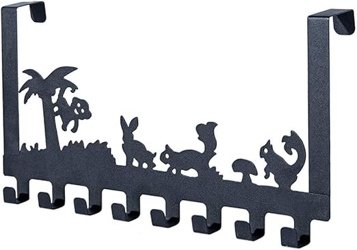 Amazon 収納ホルダーラック 亜鉛メッキ鋼オーバーザドア5 8フックパンチフリー コートは リビングルームキッチンハンガー家庭用家具ラックフックストレージがドアの後ろラックフック 浴室ラックウォ Color Black サイズ 8 Hooks フック オンライン通販