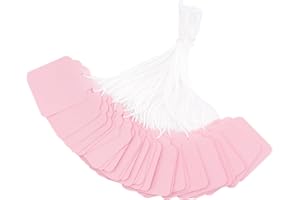 joycraft 200PCS Blank Tags with String, 45 x 35mm Kraft Paper Hang Tags, Pink Clothing Labels, Product Labels, Writable Marki