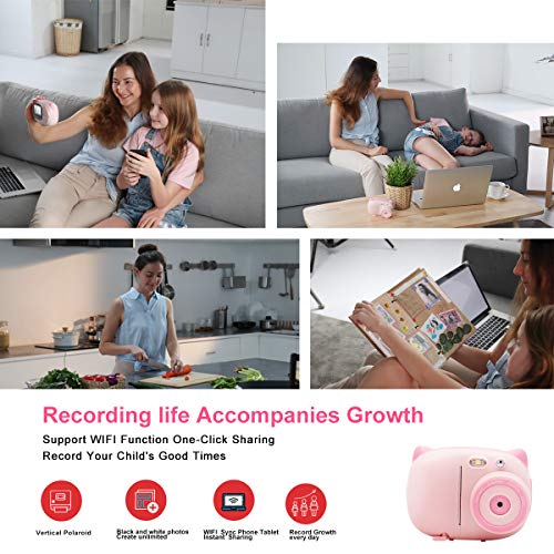 Instant Print Camera for Kids Camera Toys with WiFi + Printer Paper + Color Brush + Painting Book,Carrying Case,Assorted Frames - Thumbnail 2