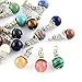 KISSITTY 50-Piece Gemstone Charms Dangle Mixed Color 1.16x0.49 with Antique Silver Bead Caps 2.5mm Hole for DIY Jewelry Craft Making (Random Mixed)