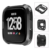 Kanzd Soft TPU Silicone Protector Full Case Cover for Fitbit Versa Smart Watch (Black)