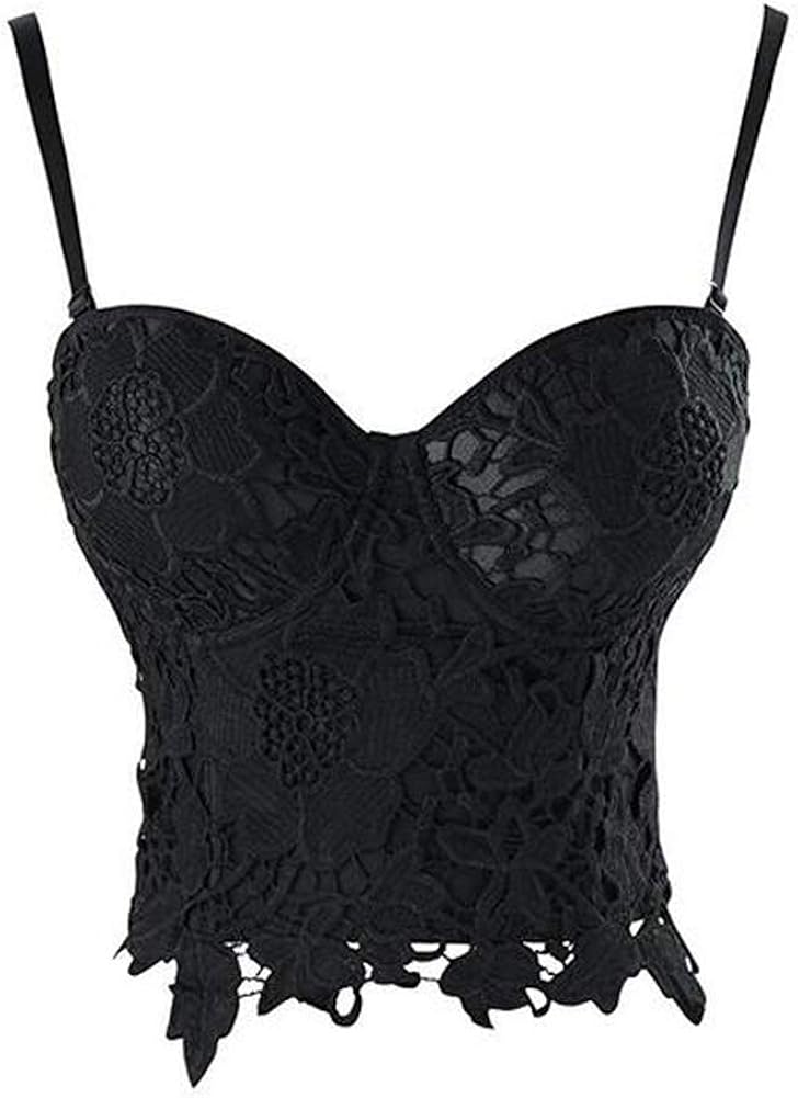 Woboren Damen Bustier Mit Spitze - Push-up BH Korsett In Weiß/Schwarz