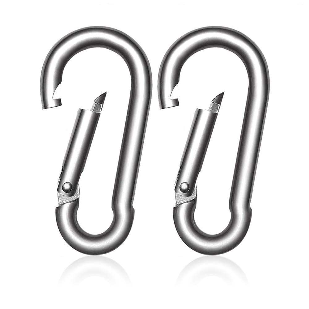 NA 2 Pcs M8 Snap Hook,Carabiner Clips,Carabiner Heavy Duty, with 304 Stainless Steel Swivel Spring Clip Keychain for Quick Link Lock Use in Outdoor Camping,Hiking,Fishing