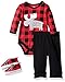 BON BEBE Baby Boys' 3 Piece Pant Set with Soft Sole Sneakers and Bodysuit with Side Snaps, Lumberjack Mouse, 0-3 Months