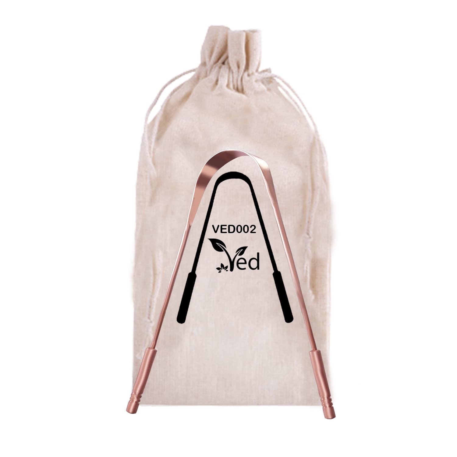 Ved 100% Pure Copper Tongue Scraper - Premium Durable Tongue Cleaner for Adults - Efficient Copper Tongue Bar Scraper for Oral Hygiene - Essential Tongue Scrapper with Eco Friendly Travel Bag.