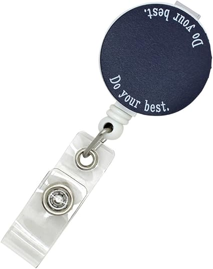 Amazon Co Jp Herbe 伸縮自在の吊り下げ名札用 リール クリップ付き 英語 メッセージ パスケースや名札 ストラップ 鍵等と一緒に ネイビー Do Your Best 家電 カメラ