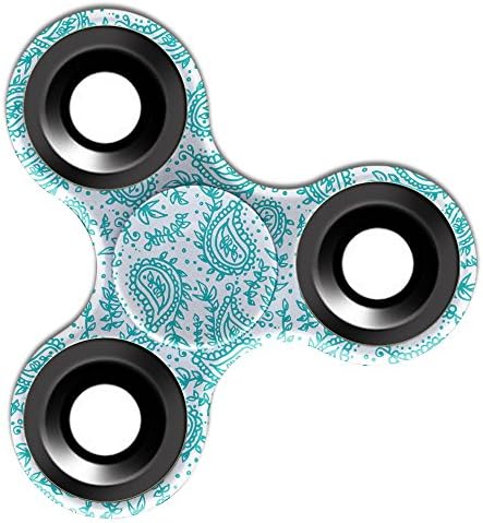 Vortex Fidget Toy EDC Hand Spinner Stress Reducer Relieve Anxiety and Boredom [ Teal Indian Flowers Pattern ]