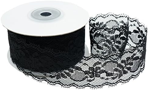 Delicate Black Lace Ribbon, 1.5inch (35mm) X 10 Yards, Floral Lace Trimming Bridal Wedding, Table Tops, Card Boxes, Gift, Sewing, Baby Shower.