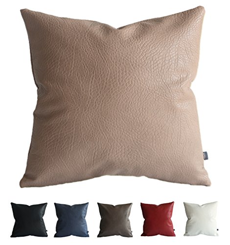 Kdays Faux Leather Elephant Beige Pillow Cover Throw Pillow Cover Solid Pillow Cover Solid Cushion Cover 18x18 Inches