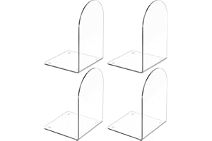 SUNEERPLAY 4 Pcs Acrylic Bookends, Clear Book Ends for Heavy Books, Bookend Holders for Shelves, Arch Book Stopper to Hold Books, Decorative Bookends for School, Library, Home, Office