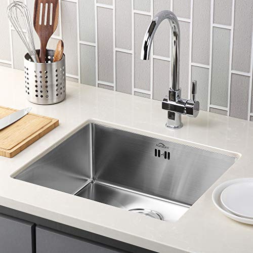 Auralum Edelstahl Küche Spülbecken Waschbecken Grau Schwarz 1 Becken Küchenspüle Einbauspüle mit Ablaufgarnitur, 50 x 43… – Bild 3
