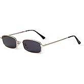 SORVINO Small Narrow Rectangle Sunglasses for Women Men Retro Y2K Metal Frame 90s Skinny Shades