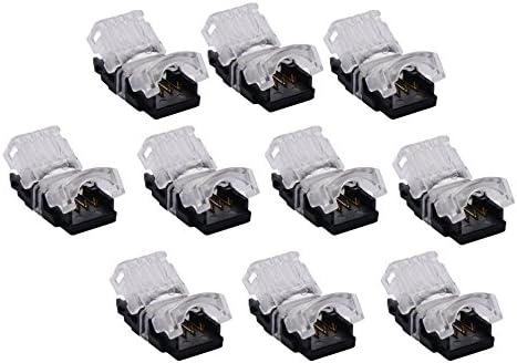 FINELED 4pin RGB 5050 waterproof LED Strip Connector ,10PCS Connect Wire to Strip, Applicable for RGB 10mm Outdoor Silicone Covered PCB Board, 22 - 20 AWG Cable Without Stripping the Wires